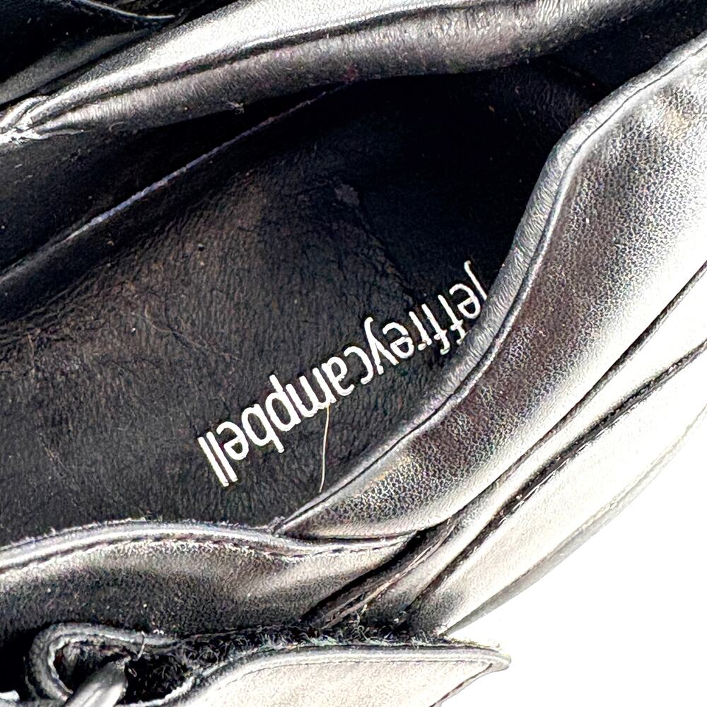 Jeffrey Campbell Kicks Wedge Sneakers 11 Black NWOT Mary Jane Leather Preppy - Picture 6 of 10